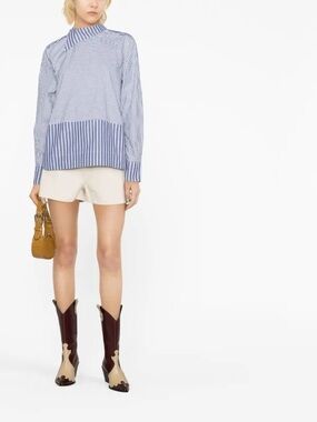 NWT Ganni Blue and White Striped Button-Down Shirt